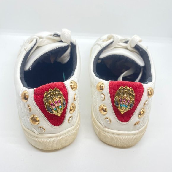 Kurt‎ Geiger little girls white sneakers shoes sz 1 quilted logo charm embossed